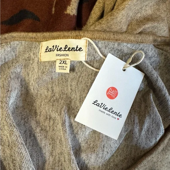 NWT La Vie Lente Deer Print Sleeveless Tunic Dress Beige 2XL - Picture 3 of 5